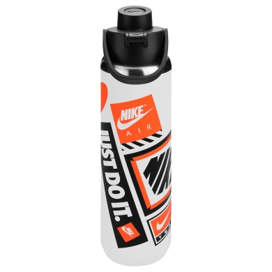 Nike Butelka do picia Recharge Chug Bottle Stal nierdzewna biała 709ml