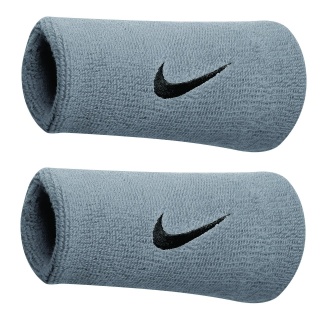 Nike Opaska na pot Swoosh Jumbo (74% bawełny) srebrnoszara - 2 sztuki