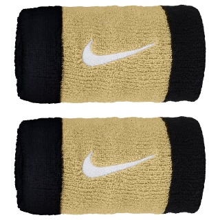 Nike Opaska na pot Swoosh Jumbo (74% bawełna) czarna/złota - 2 sztuki