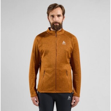 Odlo Fleecejacka Tenica Mid Layer Full Zip (miękka, wyściełana wewnętrzna strona) brązowo/pomarańczowa męska