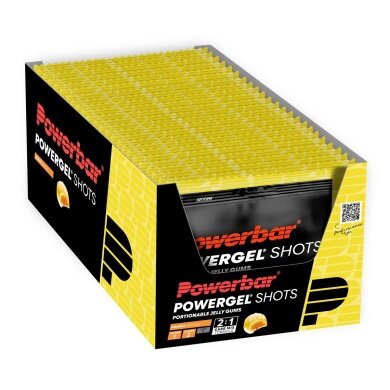 PowerBar PowerGel Shots (żelki węglowodanowe z mieszanką węglowodanów C2MAX Dual Source) Pomarańczowe 24x60g Pudełko