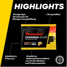 PowerBar PowerGel Shots (żelki węglowodanowe z mieszanką węglowodanów C2MAX Dual Source, zawierające kofeinę) Cola 24x60g pudełko