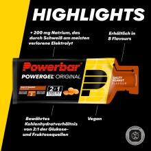 PowerBar PowerGel Original (Żel węglowodanowy) Słona Orzech 24x41g Pudełko