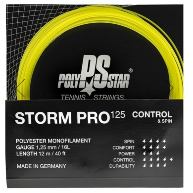 Polystar Sznur tenisowy Storm Pro (trwałość + kontrola) żółty 12m zestaw