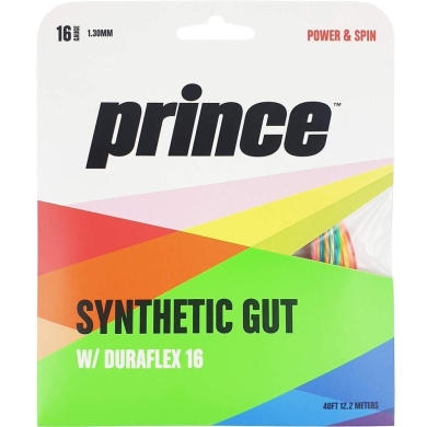 Prince Sznur tenisowy Synthetic Gut Duraflex Edycja Limitowana (Uniwersalny+Trwałość) kolorowy 12m Zestaw