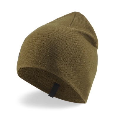 Puma Czapka Beanie Classic Cuffless z napisem - oliwkowa - 1 sztuka