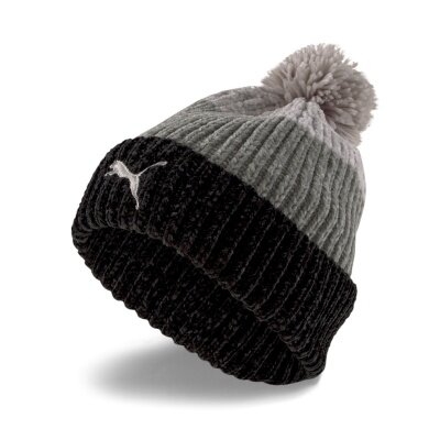 Czapka zimowa Puma (z pomponem) Beanie damska - struktura ribb - czarna/szara - 1 sztuka