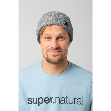 super natural Czapka zimowa Merino Basic Beanie (wełna merino, idealna ochrona przed zimnem) szary melanż - 1 sztuka