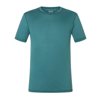 super natural T-shirt Base 140g - wełna merino - bielizna Hydro Melange niebiesko-zielona męska