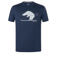 super natural Koszulka turystyczna/rekreacyjna Graphic Skiing Bear (Niedźwiedź) - mieszanka wełny merino - melanż irisowy męski