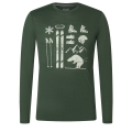 super natural Longsleeve Skiing Bear - mieszanka wełny merino - ciemnozielony męski