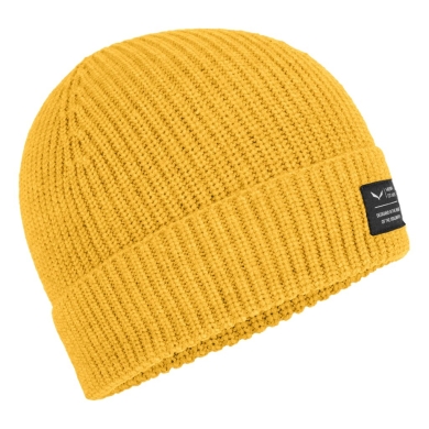 Czapka Salewa (Beanie) Puez Awr (miękka, ciepła i struktura prążkowa) żółta - 1 sztuka