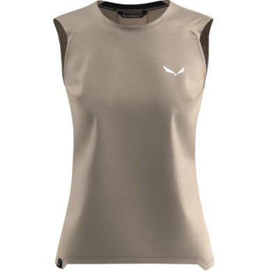 Salewa Tank-Top Puez Merino Hybrid (wełna merino, idealna termoregulacja) piaskowy brąz Damen