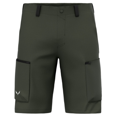 Salewa Spodnie trekkingowe Puez Hemp Durastretch Short (oddychające, wytrzymałe) krótkie ciemnooliwkowe męskie