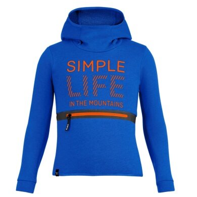 Salewa Bluza z kapturem Simple Dry Hoodie (mieszanka bawełny, ciepła, szybkoschnąca) elektryczny niebieski dziecięcy