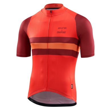 Skins Koszulka rowerowa Cycle X Chapeau (Zamek z przodu, szybkoschnąca, 3 kieszenie z tyłu) czerwona męska