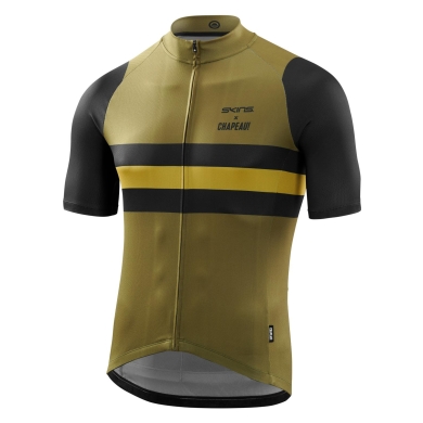 Skins Koszulka rowerowa Cycle X Chapeau (Zamek błyskawiczny z przodu, szybkoschnąca, 3 kieszenie z tyłu) zielona męska