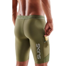 Skins Spodnie Funkcyjne 3-Series Half Tight Short (dopasowane) khaki męskie