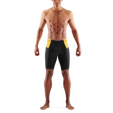 Skins Spodnie Funkcyjne TRI Brand Half Tight Short (do triathlonu, dopasowane, szybko schnące) czarny/żółty męskie