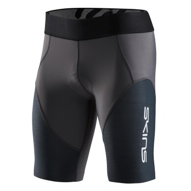 Skins Spodnie Funkcyjne TRI Elite Half Tight Short (do Triathlonu, Wysokiej Technologii Kompresja) w kolorze węgla/czarnym dla mężczyzn