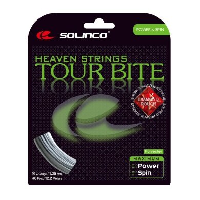 Solinco Sznur tenisowy Tour Bite Diamond Rough (Spin+Trwałość) srebrny 12m Zestaw