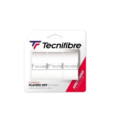 Tecnifibre Overgrip Players Dry 0.4mm (absorpcja potu, cienki) biały 3 szt.