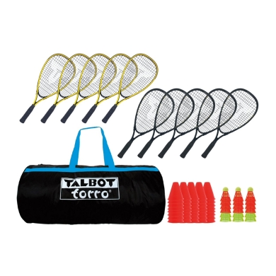 Talbot Torro Zestaw Szkolny Speedbadminton 4000 (10x rakiet, 18x piłek, 40x markerów boiskowych, torba)