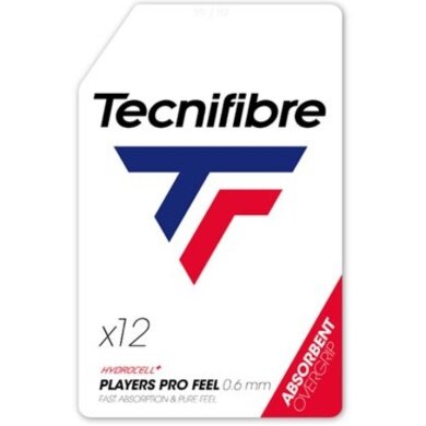 Tecnifibre Overgrip Players Pro Feel 0.6mm (absorpcja potu) biały - 12 sztuk w woreczku