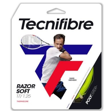 Tecnifibre Nici tenisowe Razor Soft (Trwałość+Uniwersalność) limonkowy 12m Zestaw