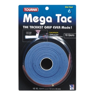 Tourna Overgrip Mega Tac (ekstremalna przyczepność, trwały, szeroki) niebieski 10 sztuk