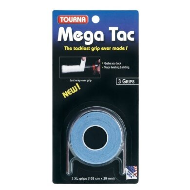 Tourna Overgrip Mega Tac (ekstremalna przyczepność, trwały, szeroki) niebieski 3 szt.