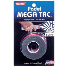 Tourna Overgrip Padel Mega Tac (ekstremalna przyczepność, trwały, szeroki) czarny 3 szt.