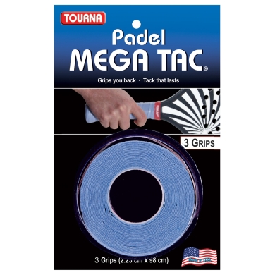 Tourna Overgrip Padel Mega Tac (ekstremalna przyczepność, trwały, szeroki) niebieski 3 szt.