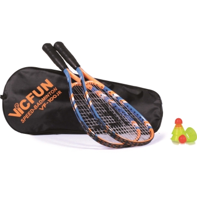 Vicfun Speed-Badminton Junior Set 100 (2xRakiety, 3xPiłki, 1xTorba) niebiesko/pomarańczowy