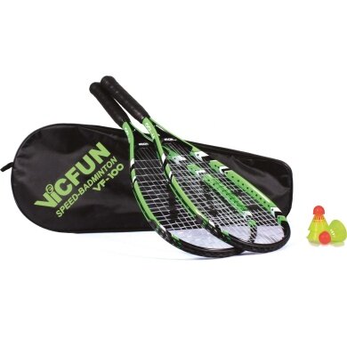 Victor VICFUN Speed-Badminton Zestaw 100 (2xRakiety, 3xPiłki, 1xTorba) zielony