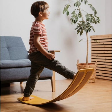 TicToys das.Brett Balance Board z drewna bukowego KORK żółty - 1 sztuka