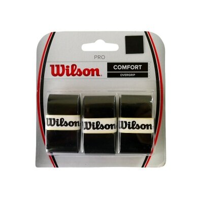 Wilson Overgrip Pro 0.6mm (Komfort/gładki/lekko przyczepny) czarny 3 szt.