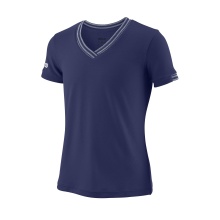 Koszulka tenisowa Wilson Team V-Neck #18 ciemnoniebieska dla dziewczynek