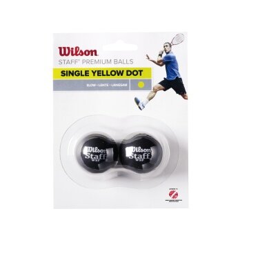 Wilson Squashball Staff (1 żółta kropka, prędkość wolna) czarny - Blister 2 piłki