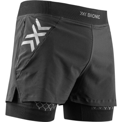 X-Bionic Spodenki biegowe Twyce Race 2w1 Short (wbudowane spodenki wewnętrzne) krótkie czarne/grafitowe męskie