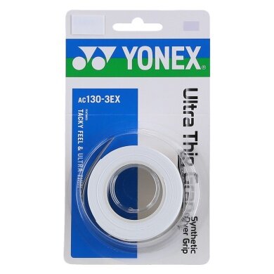 Yonex Overgrip Ultra Cienki Grap 0.4mm (gładkie/bezpośrednie uczucie chwytu) biały 3 szt.