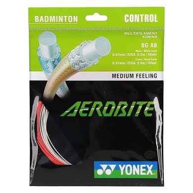 Yonex Sznurki do badmintona Aerobite Hybrid 0.61/0.67 biały/czerwony 10m Zestaw