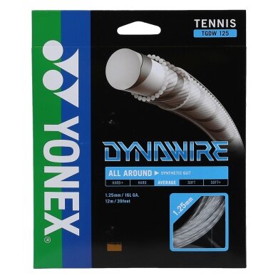 Yonex Sznur tenisowy Dynawire 1.25mm (Dotyk+Trwałość) biały/srebrny 12m Zestaw