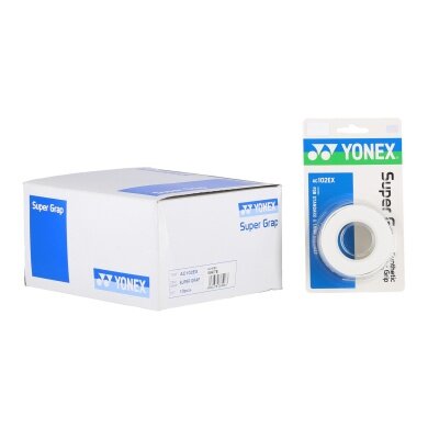 Yonex Overgrip Wet Super Grap 0.6mm (Komfort/gładki/lekko przylegający) biały 10x3 sztuk