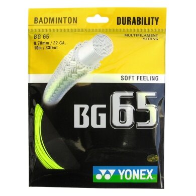 Yonex Sznur do badmintona BG65 (Uniwersalność+Trwałość) żółty 10m Zestaw