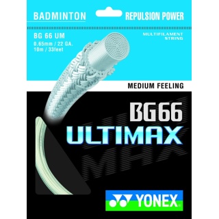 Nawlekanie z naciągiem do badmintona Yonex BG 66 Ultimax (Moc+Komfort) żółty