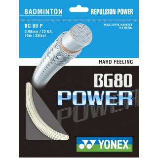 Yonex Sznur do badmintona BG 80 Power (Power+Touch) biały 10m Zestaw