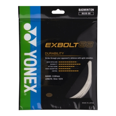 Yonex Sznur do badmintona Exbolt 68 (trwałość) biały 10m zestaw