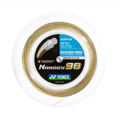 Yonex Sznur do badmintona Nanogy 98 (Power+Touch) złoty 200m rolka