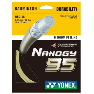 Yonex Sznur do badmintona Nanogy 95 (Wytrzymałość+Siła) złoty 10m Zestaw